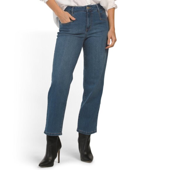 D. JEANS Medium Wash High Waist Straight Leg Ankle Jeans - Picture 1 of 2